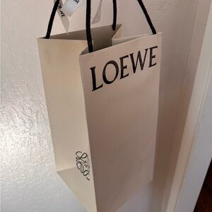 Loewe White Shopping Bag Gift Bag with Ribbon 15 x 8 x 7.5” FROM SPAIN
